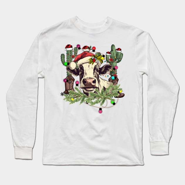 Mooey Christmas Cow Long Sleeve T-Shirt by MZeeDesigns